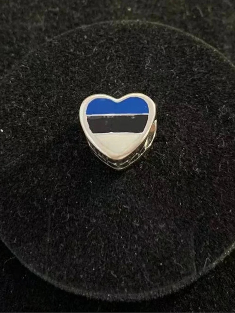 Pandora Heart Enamel Charm - Blue, Black & White